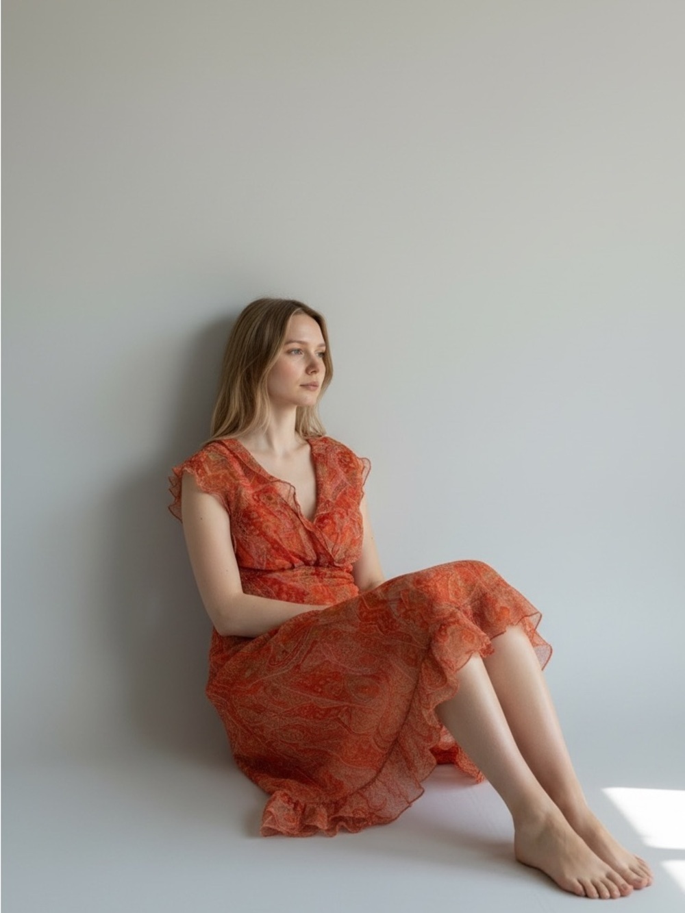 Gorgeous vintage orange CDC dress size 10 chiffon cottagecore prairie party - Picture 3 of 7